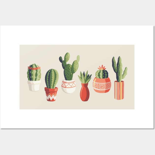 Cactus Line-Up Wall Art by Abbilaura